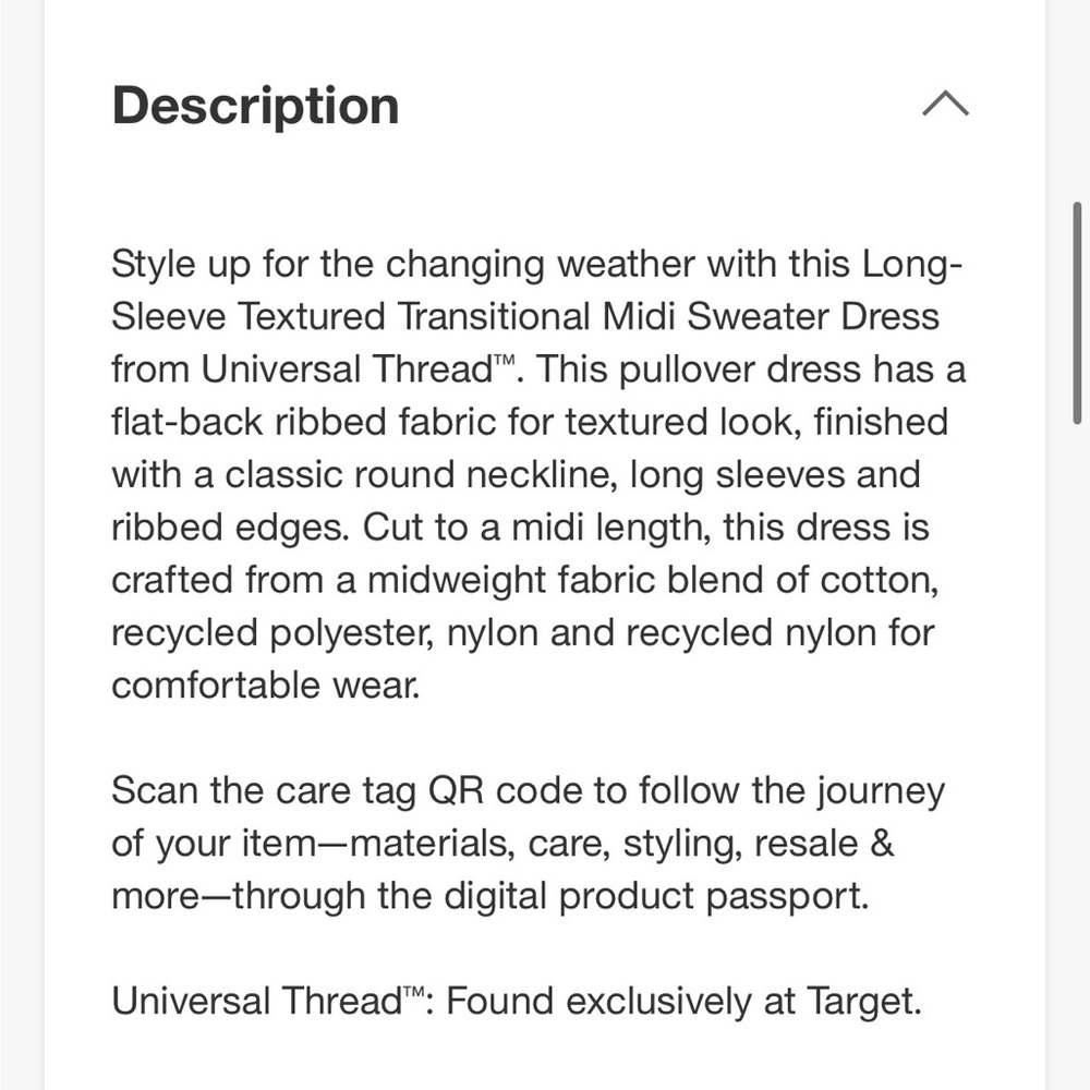Target Women’s Universal Threads Long Sleeve Midi Textured Sweater Dress Size XS - Picture 5 of 8